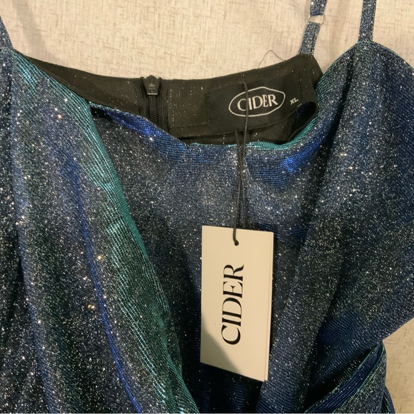 Cider Dresses Nwt Cider Sweetheart Neckline Blue Glitter Bodycon